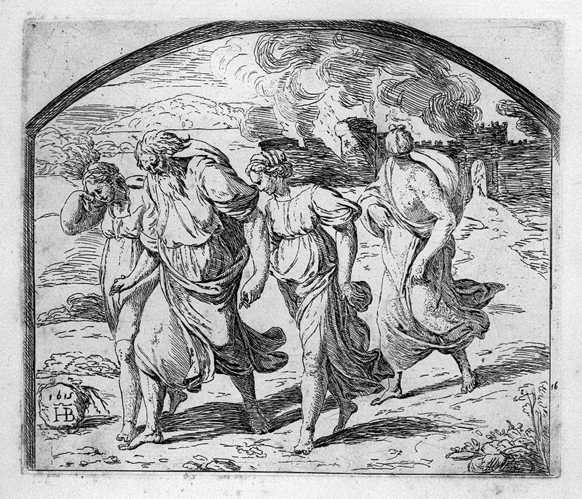 Orazio Borgianni - Lot e la famiglia in fuga da Sodoma, da Raffaello, Siena